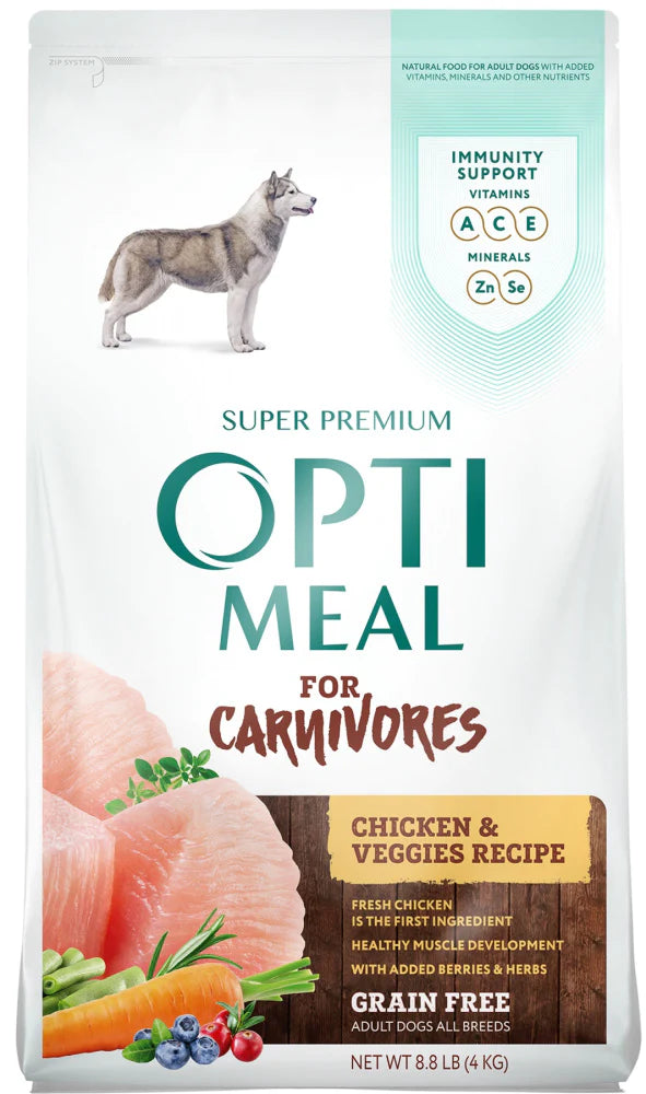 Optimeal for Carnivores Grain Free All Breeds Chicken & Veggies Recipe Adult Dog Dry Food