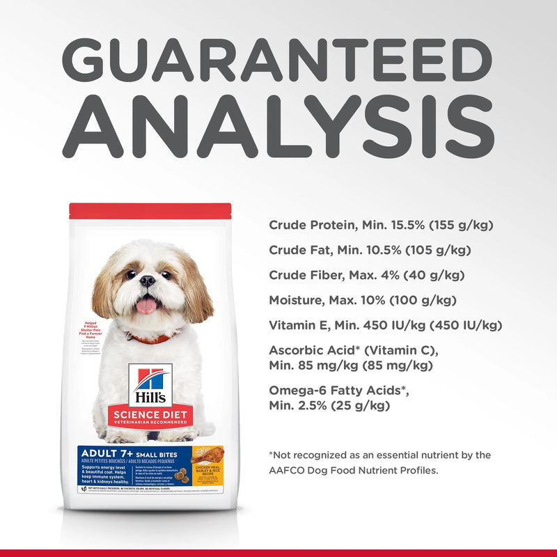 Hill's Science Diet Senior 7+ Small Bites Dry Dog Food, Chicken Meal, Barley & Brown Rice Recipe