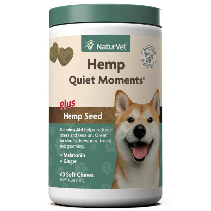 NaturVet Hemp Quiet Moments Plus Hemp Seed Soft Chew Calming Supplement Treats for Dogs