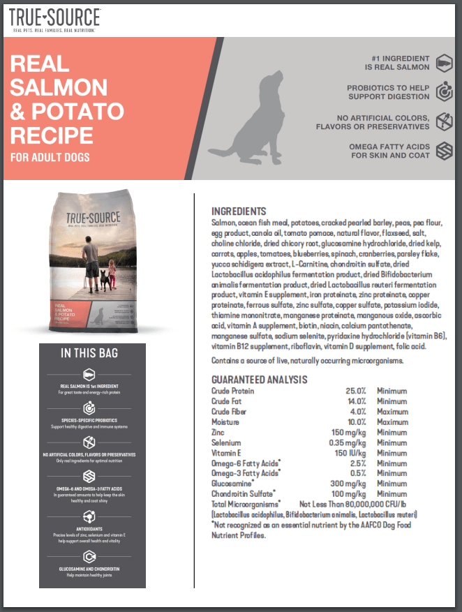 True Source Real Salmon & Potato for Adult Dog Food