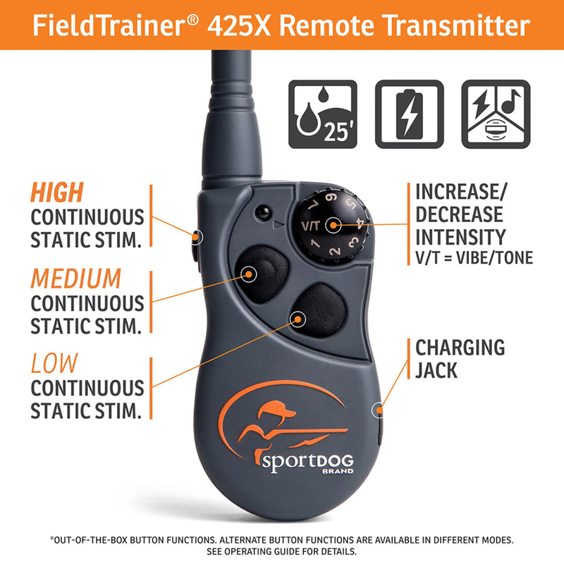 SportDOG Brand FieldTrainer 425X Remote Trainer - Rechargeable Dog Training Collar with Shock, Vibrate, and Tone - 500 Yard Range - SD-425X