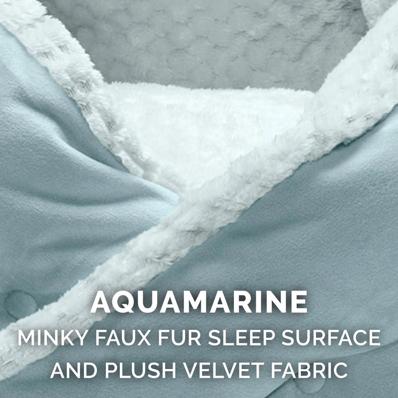 FurHaven Minky Faux Fur & Velvet Calming Hug Bed - Medium 24", Aquamarine