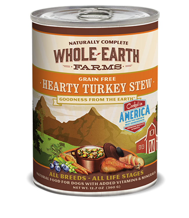 Whole Earth Farms Grain Free Hearty Turkey Stew Canned Dog Food, Case of 12 (12.7)