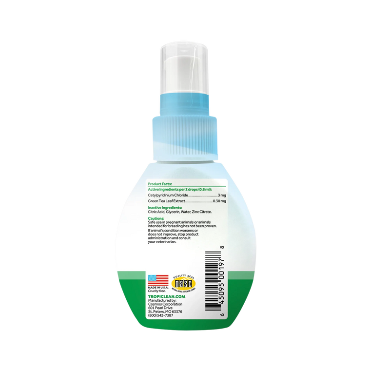 TropiClean Fresh Breath Oral Care Drops for Dogs - Dog Breath Freshener